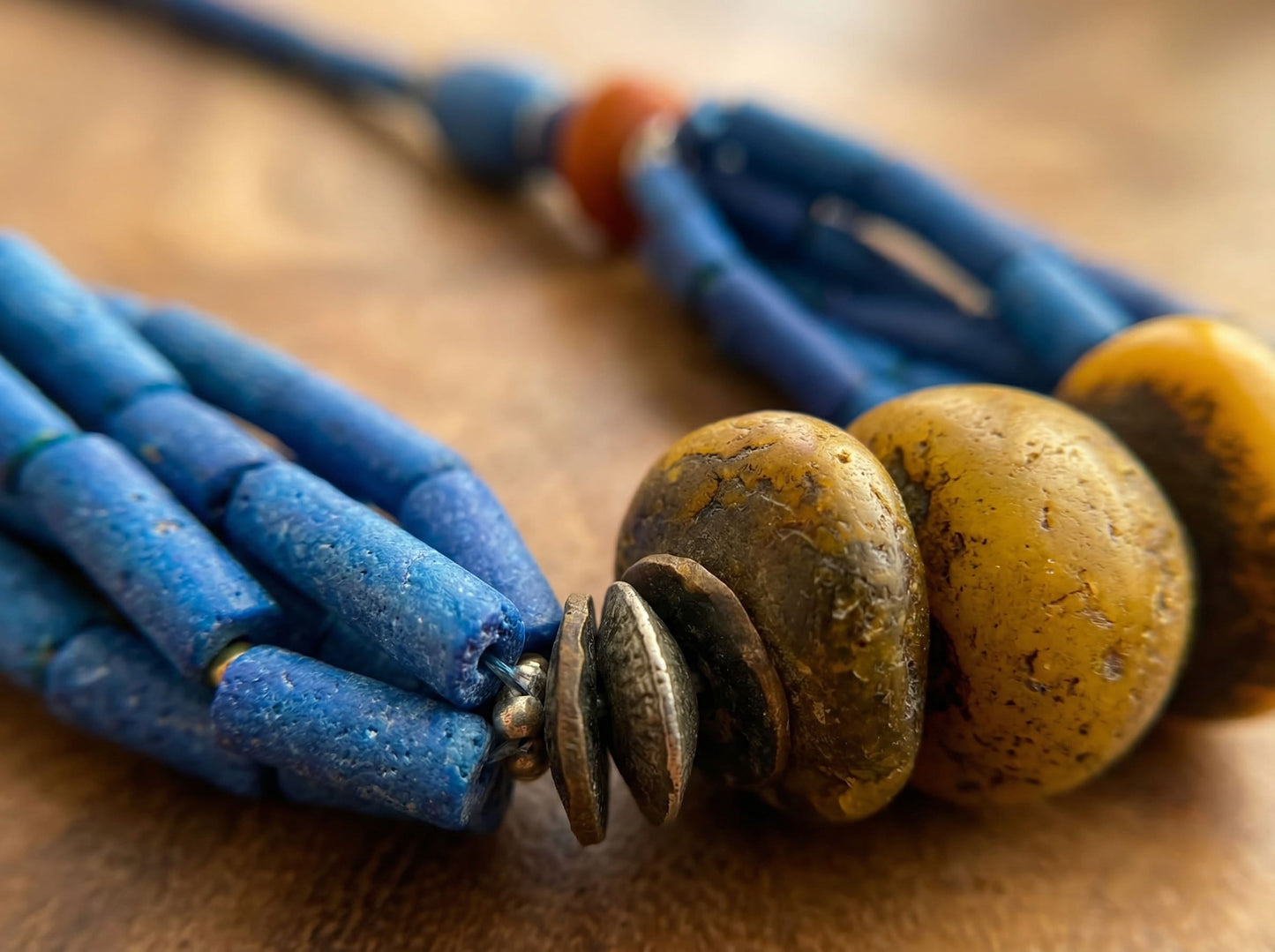 Berber Blue Statement Necklace with Artisan Beads