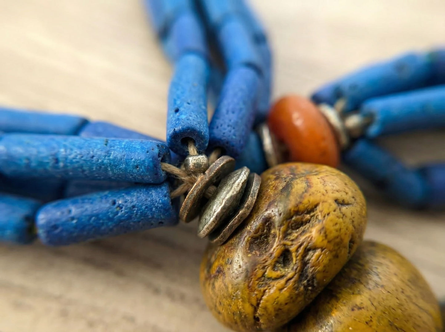 Berber Blue Statement Necklace with Artisan Beads